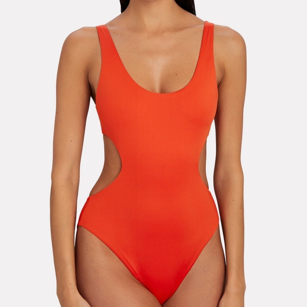 A.L.C. Nicole Orange Cut-Out Accent Cheeky One-Piece Swimsuit 11976325 NWT Sz XL